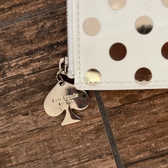 Kate Spade Polka Dot Cosmetic Pouch | Cream & Gold Zip Case | Travel Makeup Bag - Picture 5 of 6